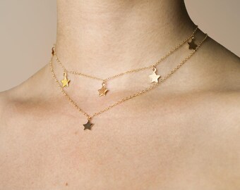 Gold Filled Star Necklace • GF Star Choker • Star Charm Choker Necklace • Celestial Star Moon Sun Necklace • Gold Star Charm • sagha