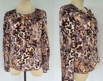 Vintage Leopard Print Blouse, Evening Blouse, Leopard Print, Size 6 8