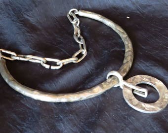Biche de Bere ( signed ) France - Vintage silver plated necklace - large statement spang - hallmarked - weight 106 grams