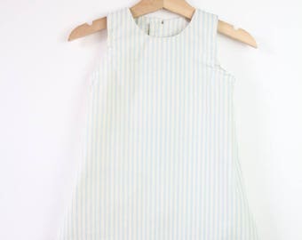 A-line Shift Dress in Blue and White Stripe
