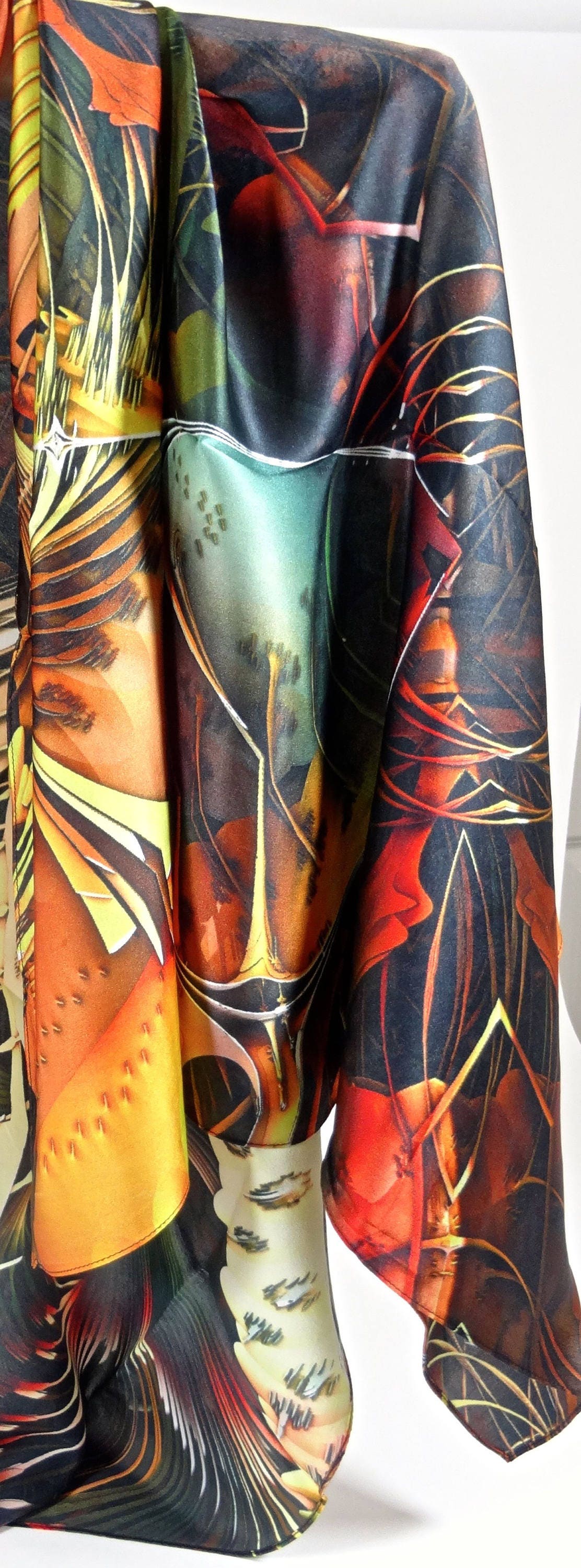 Large Rectangular Silk Satin Scarf Interlaced