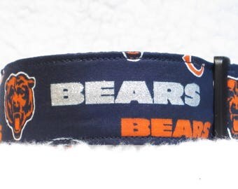 Chicago Bears Martingale Collar, Staley Da Bear Side Release Dog Collar, 2" inch, Greyhound Dog Collar, Whippet, White/Blue/Silver/Orange