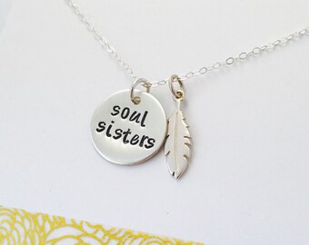 Soul Sisters Necklace, Best Friends Necklace, Friendship Necklace, Friendship Jewelry, Sterling Silver Friendship Jewelry