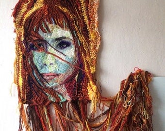 Self-portrait Crochet portrait on canvas