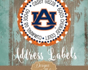 Auburn University Address Labels, Gift Tags, auburn sticker, Auburn Tigers Mailing label