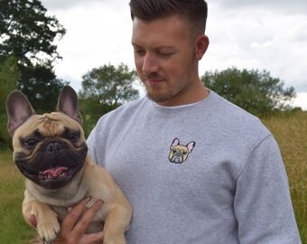 French Bulldog Small Embroidered Sweater. Dog, Frenchie, Dog Lover, Sweatshirt, Hoodie, Jumper, Cute, Novelty, Jumper