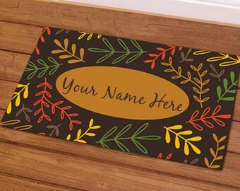 Fall Branches Doormat, Fall Welcome Mat, Family Name Doormat