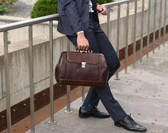 Genuine Leather Doctor Bag, best italian leather doctor bags, brown leather medical bag, handbag, Briefcase, top handle bag - Hamlet