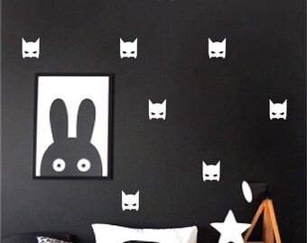 Batman mask wall decals, Superhero, Bat mask wall stickers, Batman bedroom, Super hero wall decor, Vinyl decal, Batman nursery, Boy room,