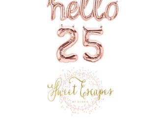 Hello 30 Rose Gold Script Balloon 47 inch Hello Balloon