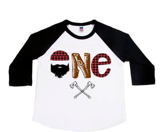 Lumberjack One Birthday Shirt - First Birthday Shirt - Buffalo Plaid Shirt - ONE Year Old - Toddler Birthday - Lumberjack Birthday