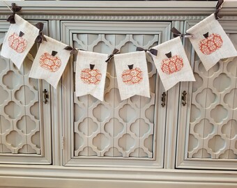 Pumpkin Banner, Burlap Banner, Rustic Fall Banner, Fall Decor, Thanksgiving Banner, Mantle Decor, Fall Burlap Banner, Farmhouse Decor