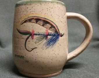 16 Oz. Stoneware Coffee Mug - Salmon Fly
