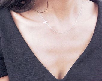 Letter Necklaces, Sideways Initial Necklace, Rose Gold, Personalized Gifts, Christmas Gift, Choker Necklace, Initial Choker, Gift For Sister