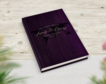 Bucket List, Travel Journal, Purple Travel Notebook, Personalised Notebook, Travel Gift, Places We're Going, Gold World Map, Our Adventures