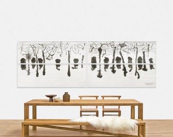 Piccola, canzone, dei gatti, neri, abstract, x large, cats, ink, painting, extra, large, black and white, set
