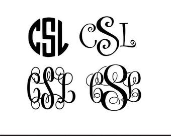 curly monogram circle monogram vine monogram svg dxf jpeg png file stencil monogram frame silhouette cameo cricut clip art commercial use