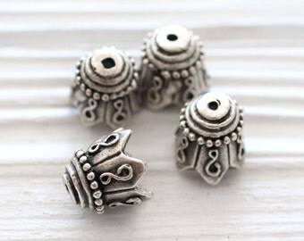 8 Pcs - 10mm Large Hole Pewter Beads, 10 X 8mm Pewter Hub Bead Wth