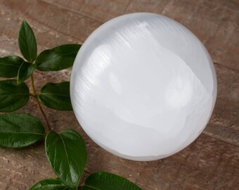 Large White SELENITE Sphere - Translucent Selenite Crystal Sphere from Selenite Slab - Positive Energy Healing Crystal, Healing Stone E0491