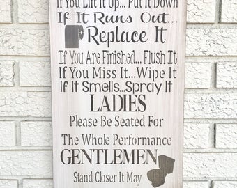 Toilet Rules Sign Bathroom Washroom Wood Toilet Rules Sign Bathroom Washroom Wood