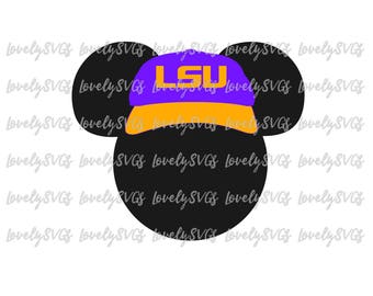 Instant Download SVG Studio3 - Mickey LSU Hat - PDF Jpeg - Instant Download - Silhouette Cricut Design Monogram File