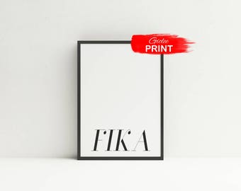 Fika Print, Swedish Coffee Sign, Break Room Poster, Lounge Wall Decor