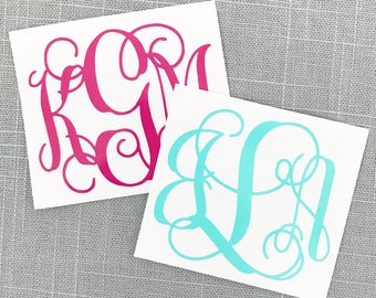 Monogram Decal, Solid 1 Color Monogram, YETI Decal, Car Decal, Tumbler Decal, Water Bottle Decal, Notebook Decal, Planner Decal
