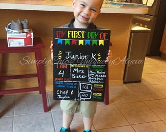 My first day of school reusable chalkboard, physical magnetic board, back to school, photo prop, erase reusable photo board