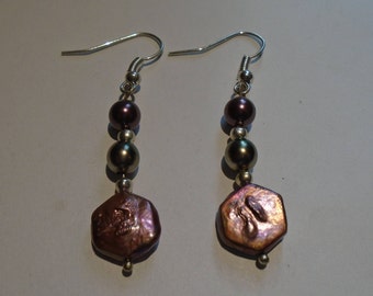 Beaded Pink Pearl Earrings