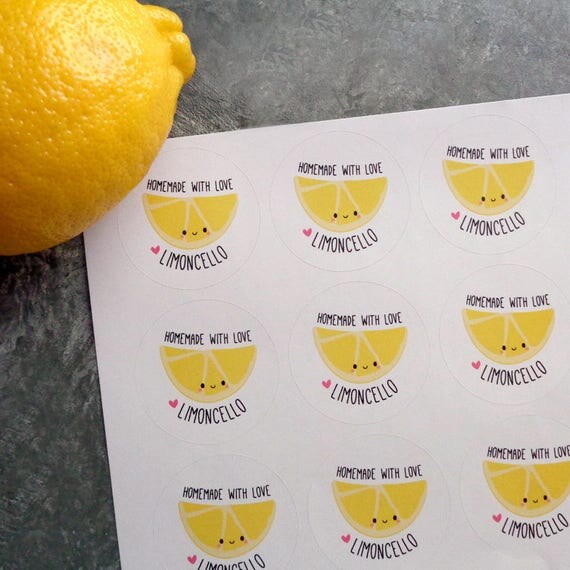 Limoncello Favor Stickers Homemade With Love Limoncello Labels Wedding
