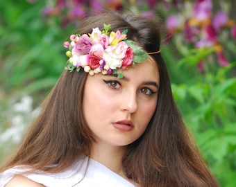 Flower Headband Vintage Headband Bridal Flower Hairpiece Flower Bridal Crown Flower Headband Wedding Flower Hairpiece Hair Vintage Wedding