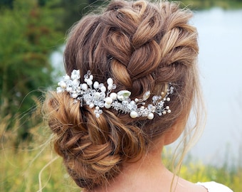 Bridal Headpiece-Wedding Headpiece-Bridal Hair Piece -Decorative Hair Adornment-Lardge Decorative Bridal Hair Comb-Wedding crystal Hair comb