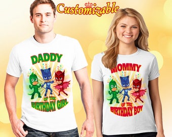 PJ Masks Birthday T-Shirt, PJ Masks Custom Shirt, Personalized PJ Masks TShirt, Pj Masks family shirts, Birthday t-shirt for girls and boys