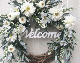 White flower wreath | Etsy