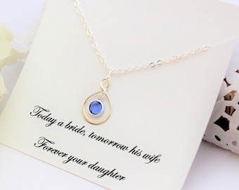 MOTHER OF BRIDE Gift From Bride Gift for Mom from Daughter Silver Infinity Necklace Gift For Mother from Daughter Birthstone Necklace