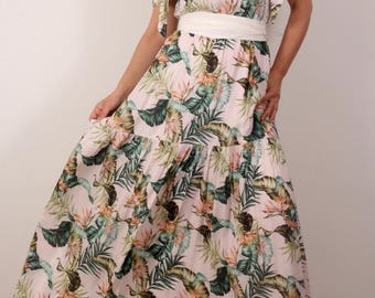 Long Dress With Tropical Print