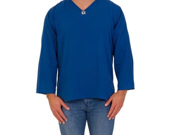 V-Neck Shirt // Long Sleeve Kurta // 100% Super Soft Cotton // Made in Thailand // Hippie Hobo Boho Bohemian Wear // Festival Clothing