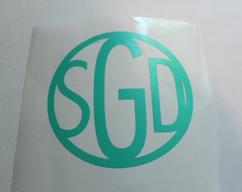 Round Monogram Decal, Round Custom Monogram, Custom Monogram Decal