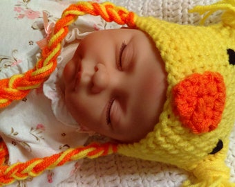 Crochet Baby Hat, Chicken Hat, Baby’s First Halloween, Newborn Photo Prop, Baby Chicken Hat, Infant Costume, Newborn Costume, Yellow Hat
