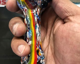 Blue Striped Mosaic/Glass Pipe/Hand Pipe