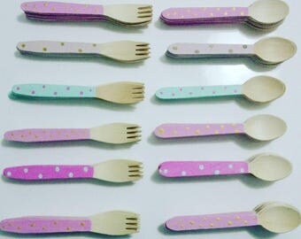 FLATWARE wood (reusable, painted) handmade