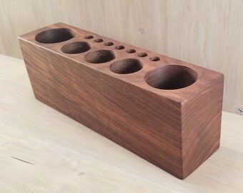 Walnut Desk Caddy-Large, Pencil Holder, Paint Brush Holder, Desk Organizer