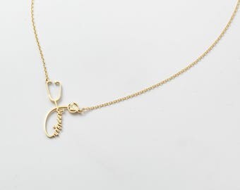 Medical Student Gift • Custom Name Necklace • Personalized Stethoscope Necklace • White Coat Ceremony Gift