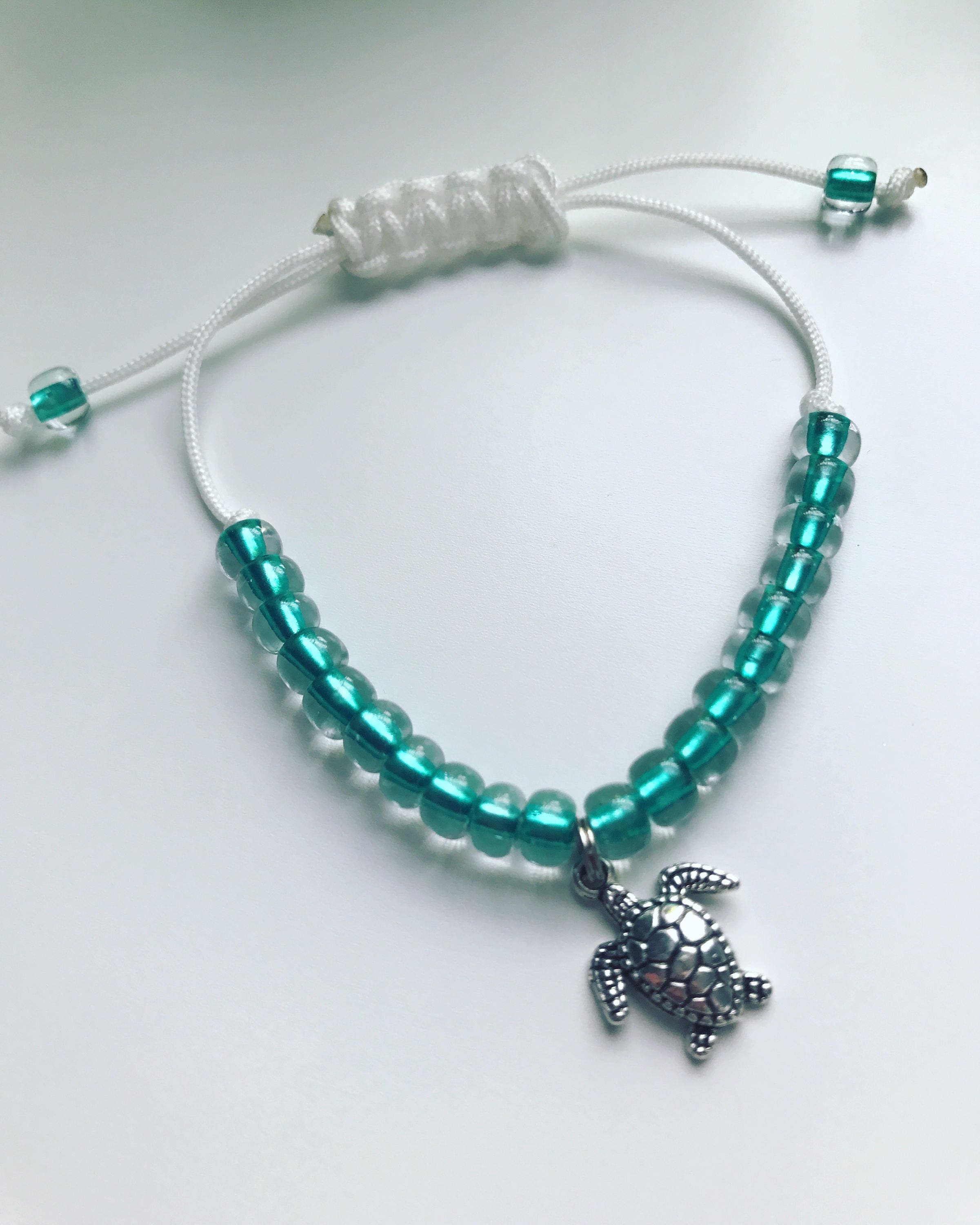 Turtle Adjustable Beaded Charm Bracelet