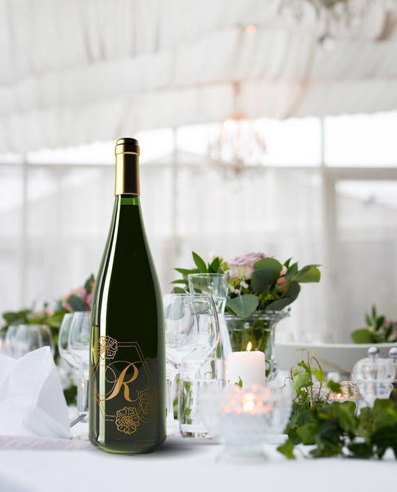 Custom Wine Bottle Label Decal Sticker Monogram Wedding and