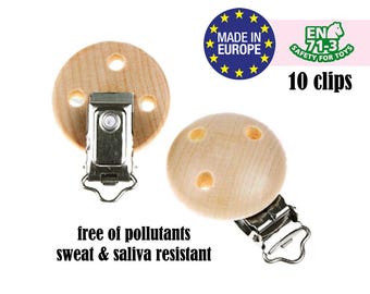 Natural Wooden Suspender Clips DIY 5/8". wooden pacifier clip, certified baby safe wood pacifier clip. wooden dummy clip #293408