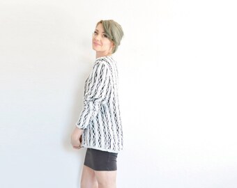 black white sequin beaded jacket . razzle dazzle top TO THE MAX .medium.large.extra large.xl