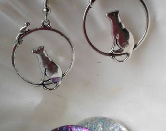Kitty Cat and Mouse Earrings