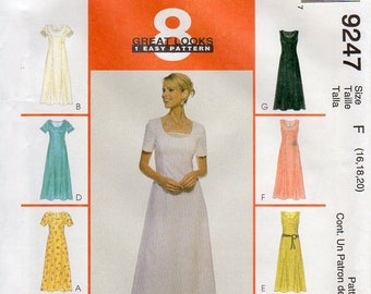 1990s Dress Pattern - Vintage McCall's 9247 - Size 16 18 20 Bust 38 40 42 UNCUT FF Princess Seams