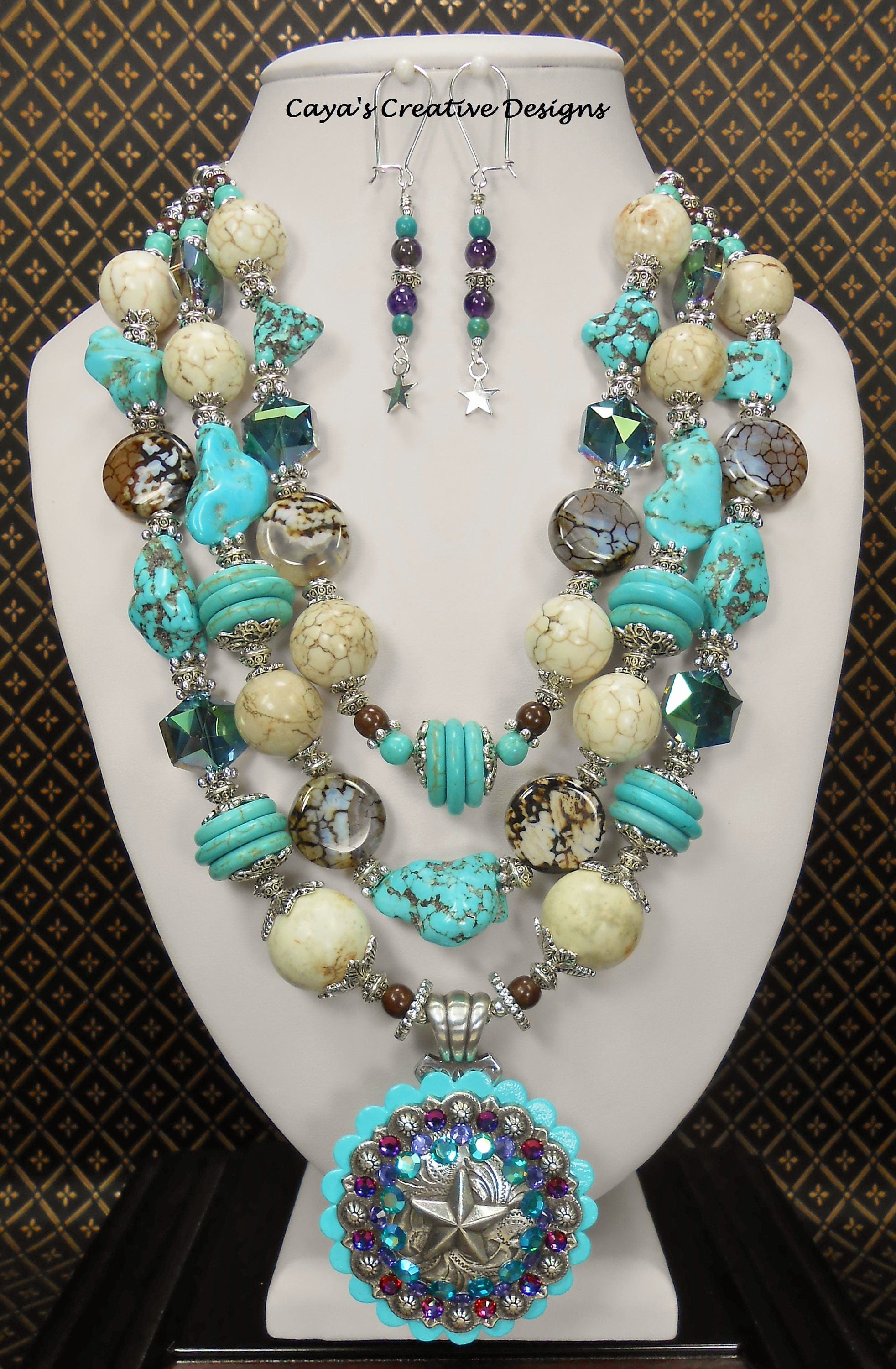 Cowgirl Western Necklace Set Chunky Statement Necklace